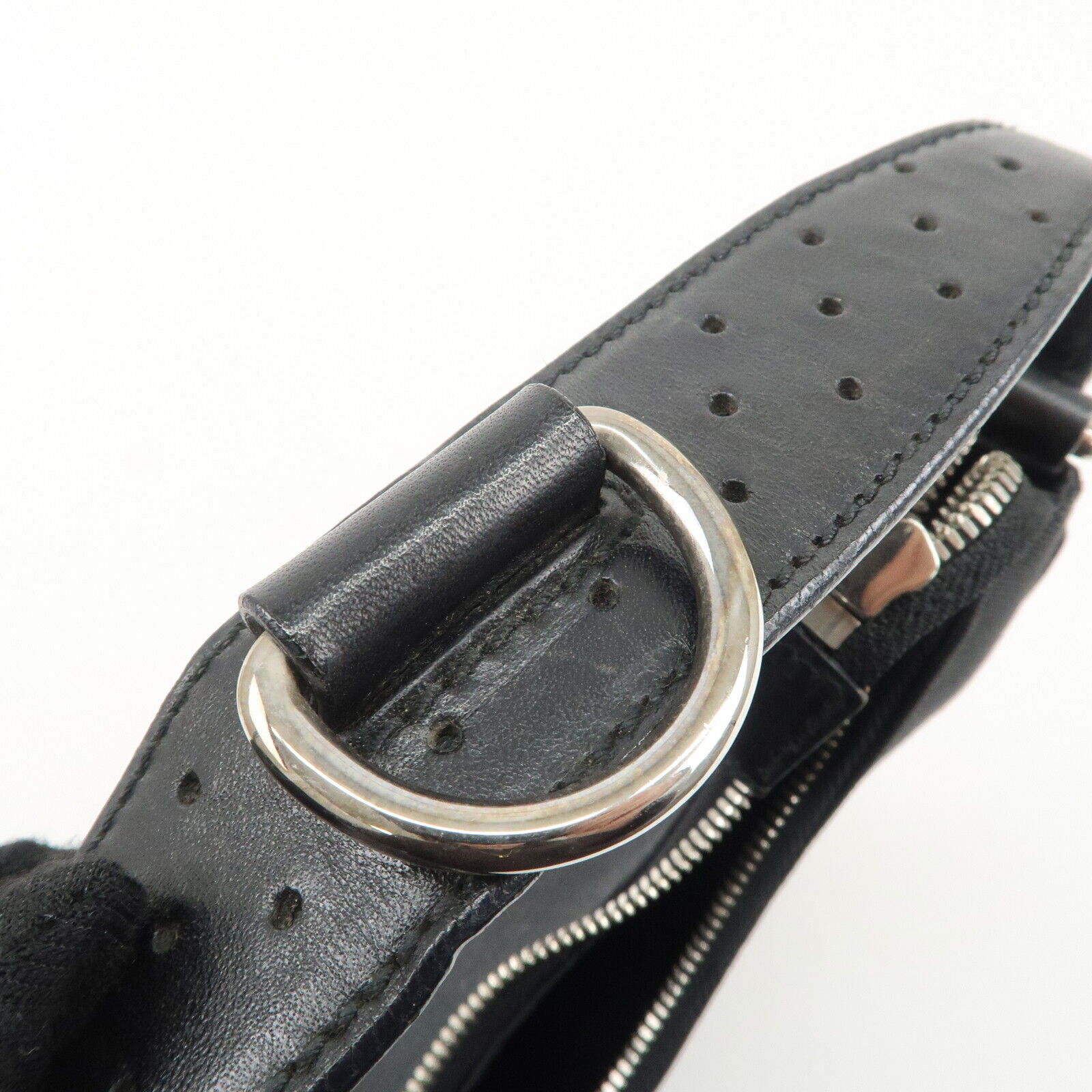 Gucci Interlocking G Canvas Leather One Shoulder Black Bag