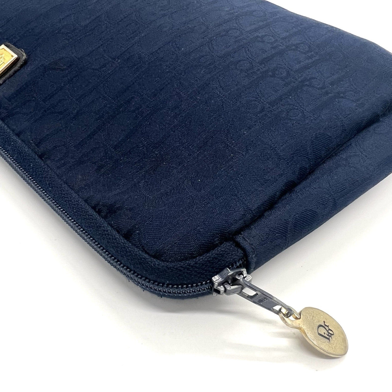 Christian Dior Trotter Clutch Bag Navy Canvas