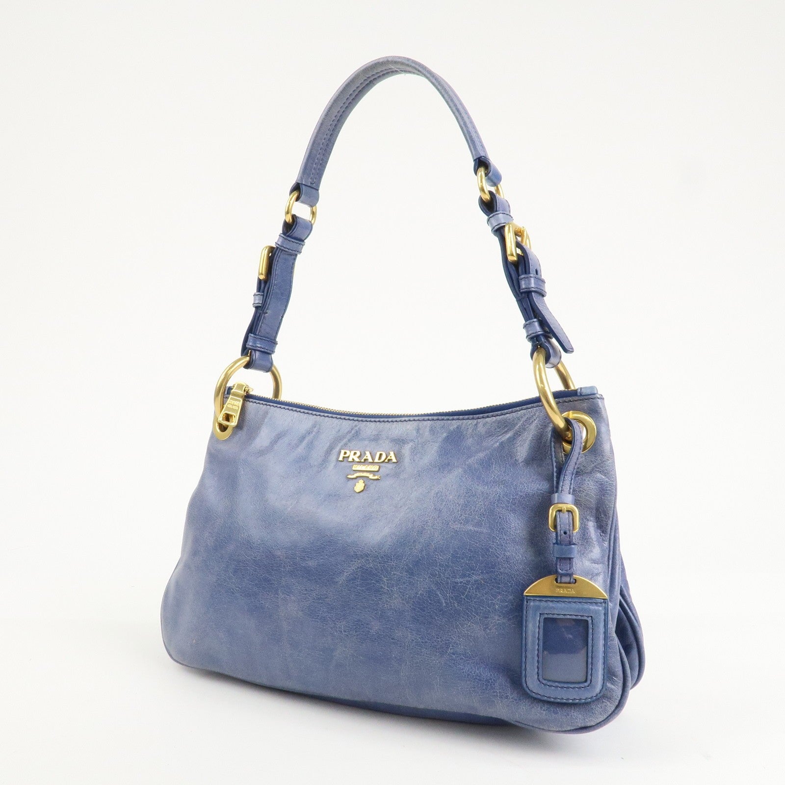 Prada Light Blue Leather Hand Bag