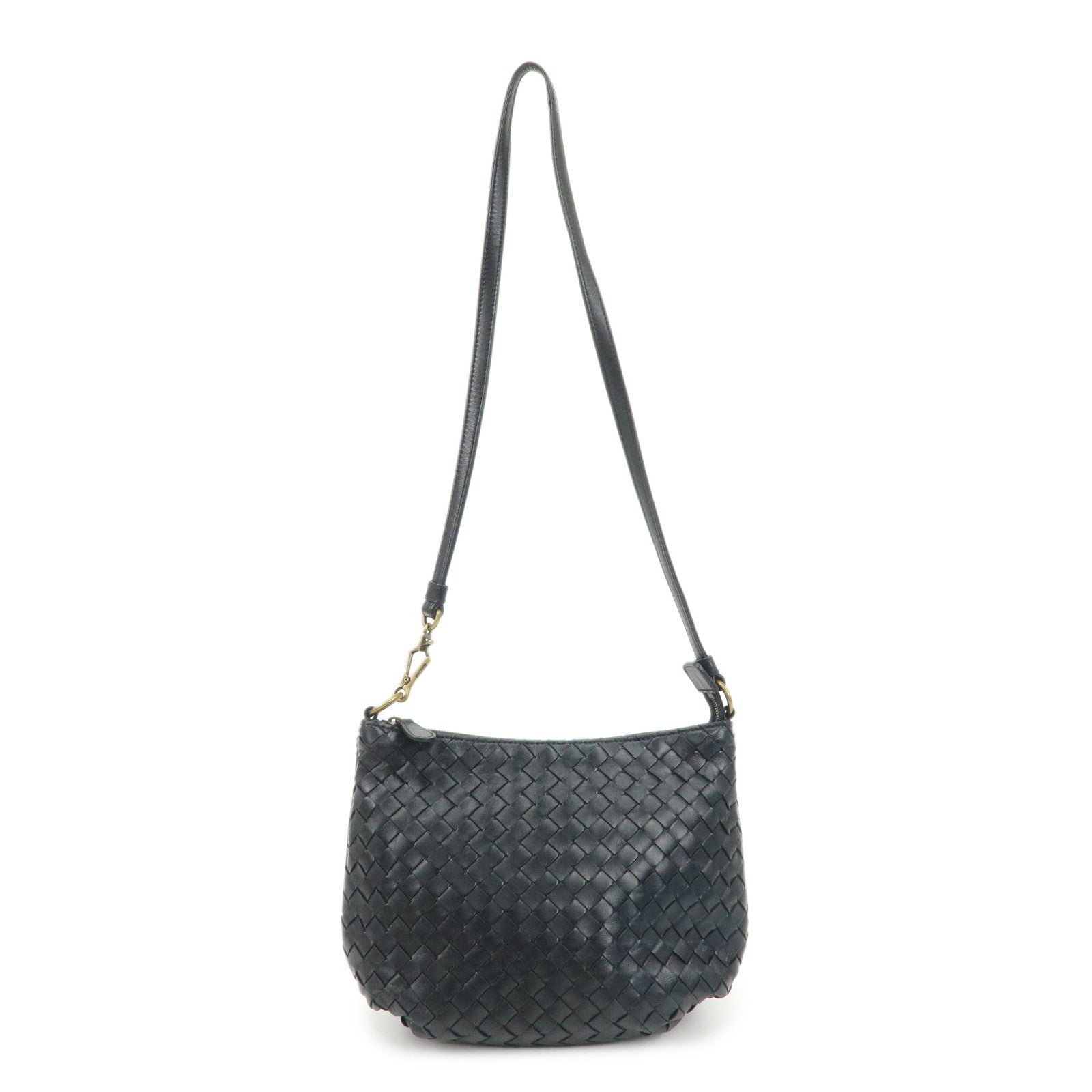 Bottega Veneta Intrecciato Leather Shoulder Bag - Black