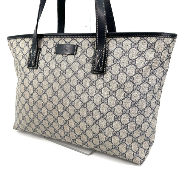 Gucci GG PVC Leather Supreme Tote Shoulder Bag Purse Navy