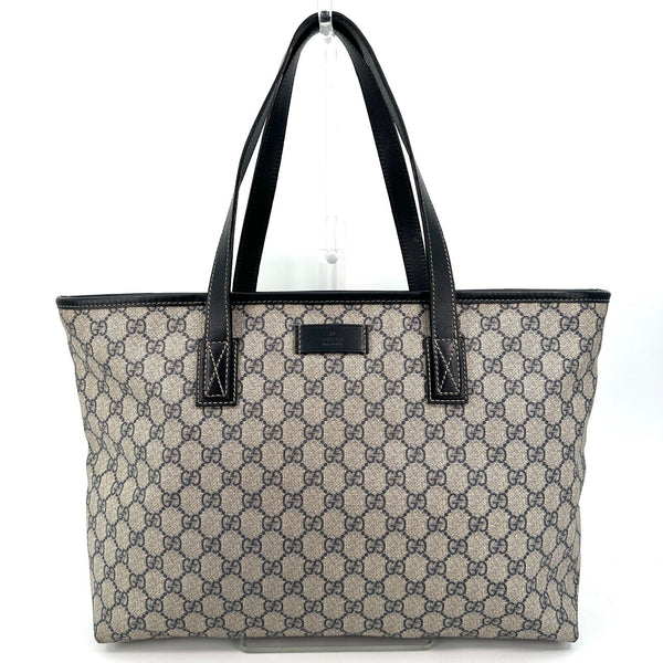 Gucci GG PVC Leather Supreme Tote Shoulder Bag Purse Navy