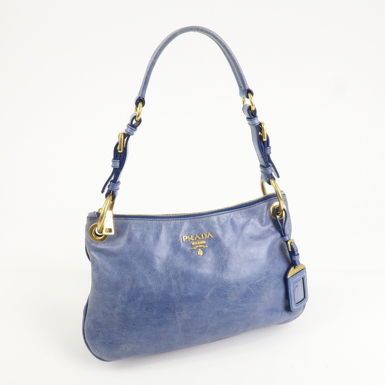 Prada Light Blue Leather Hand Bag