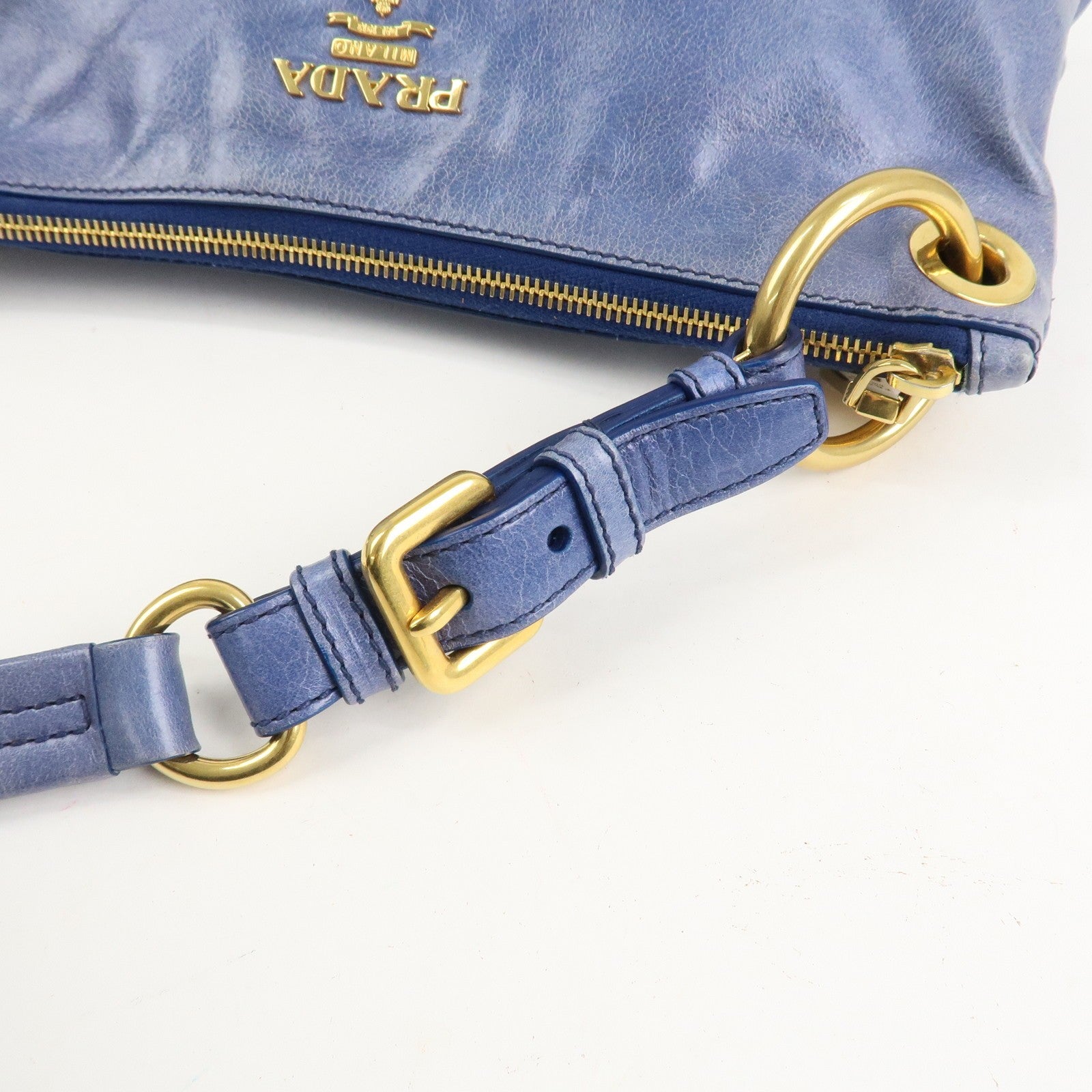 Prada Light Blue Leather Hand Bag