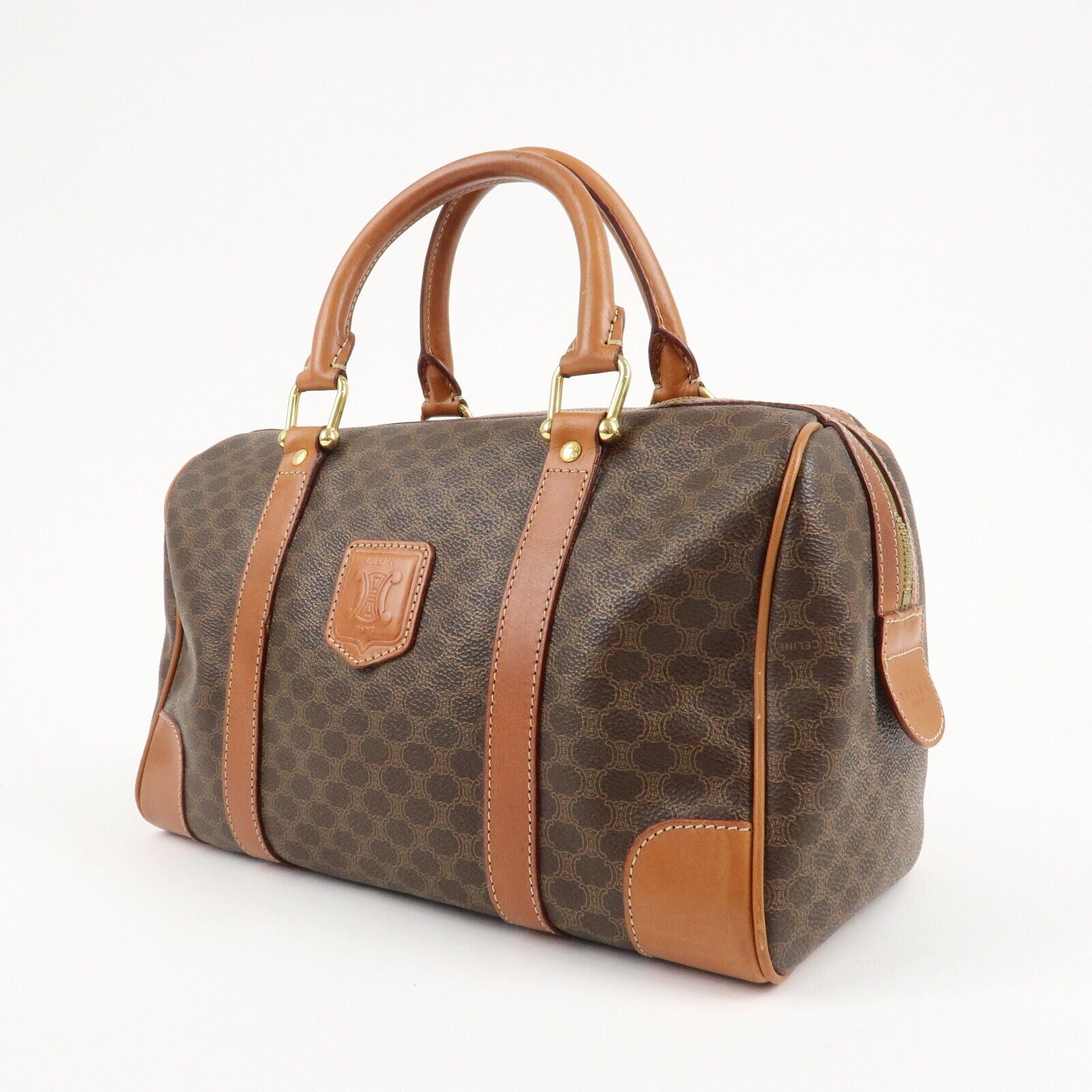 Celine Macadam PVC Leather Boston Bag - Brown