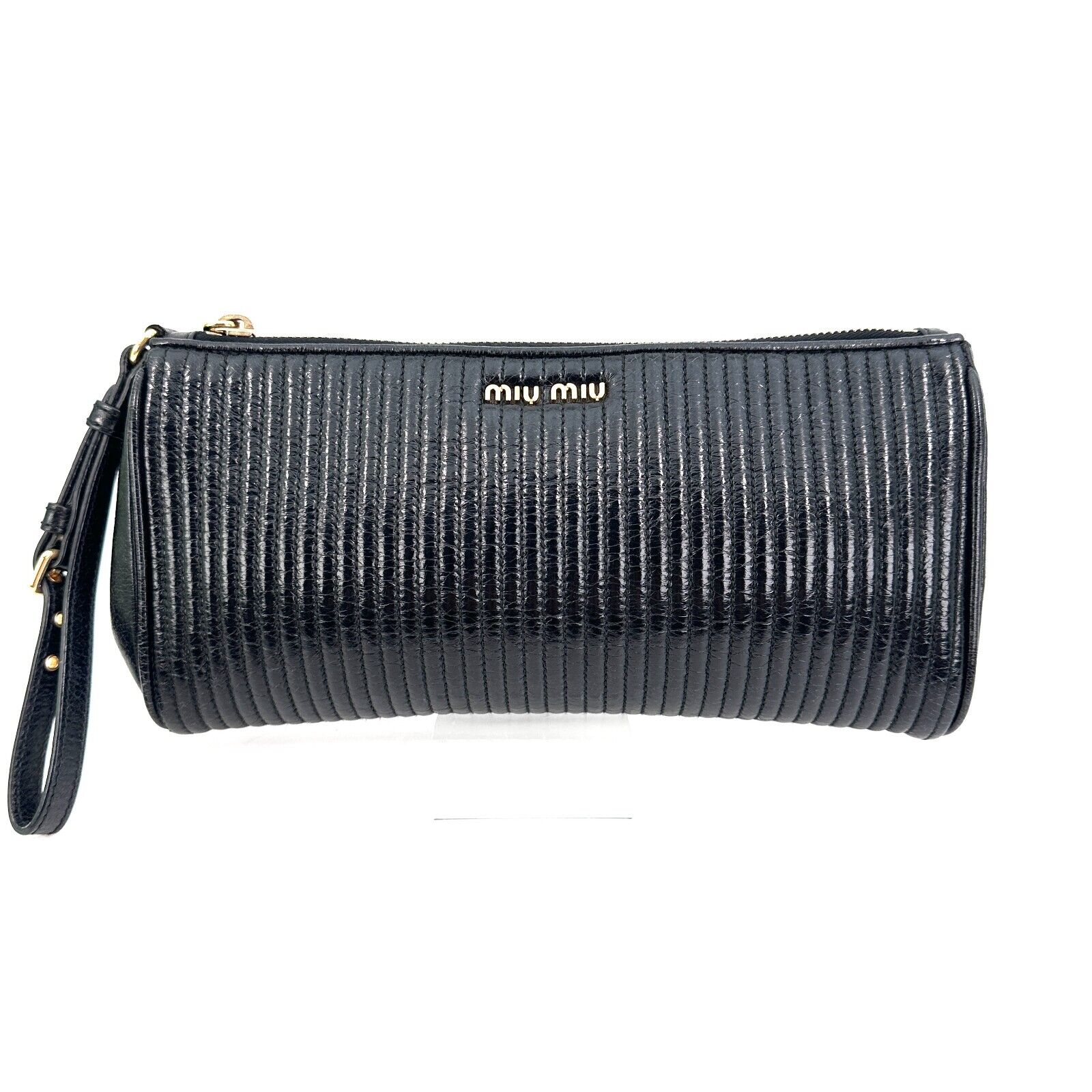 Miu Miu Quilted Clutch Bag Leather Pouch Matelasse