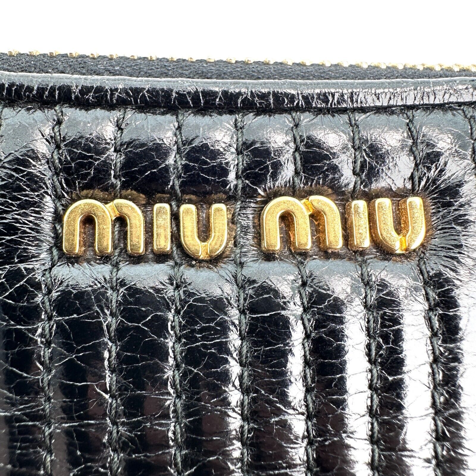 Miu Miu Quilted Clutch Bag Leather Pouch Matelasse
