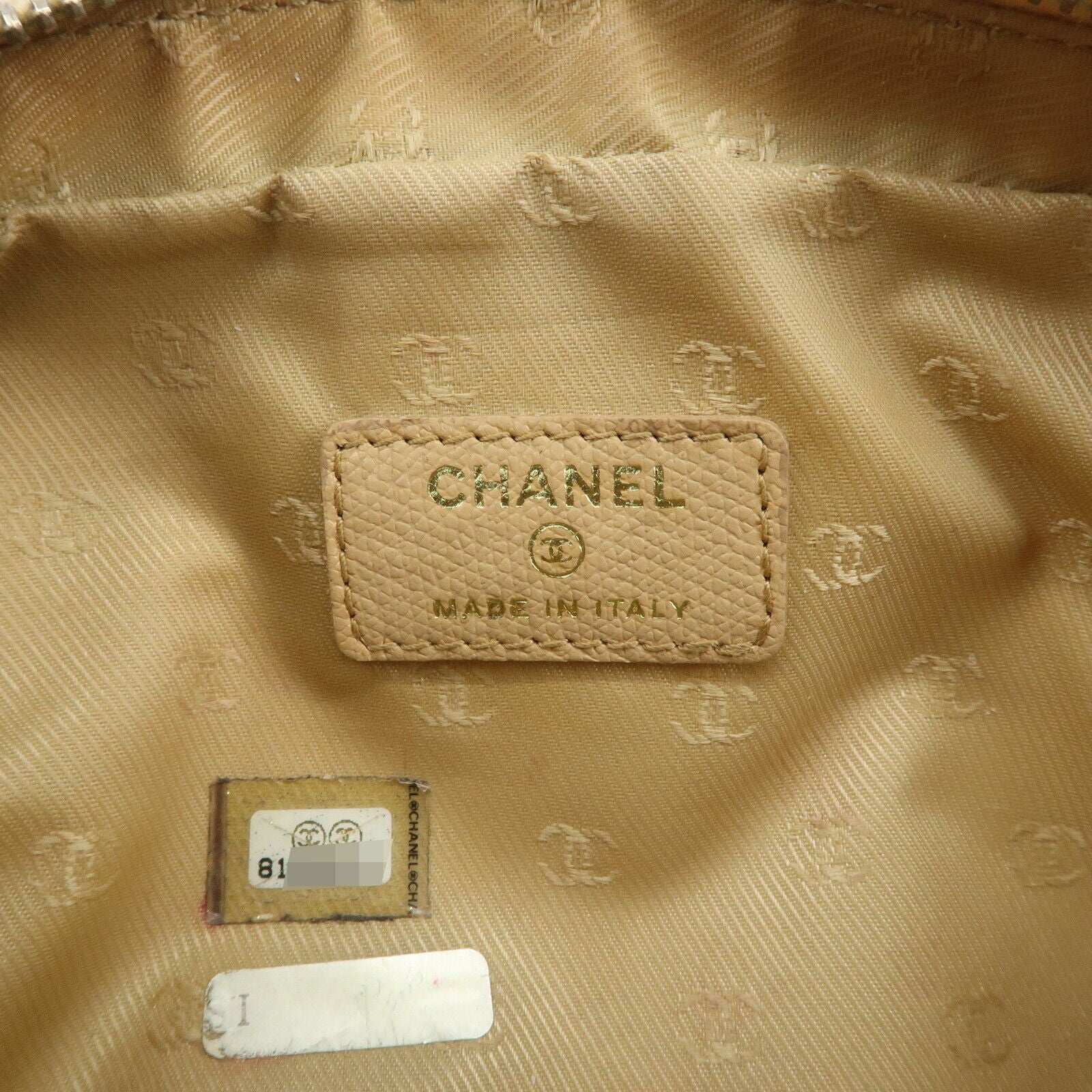 Chanel Leather Cosmetic Pouch - Beige & Gold