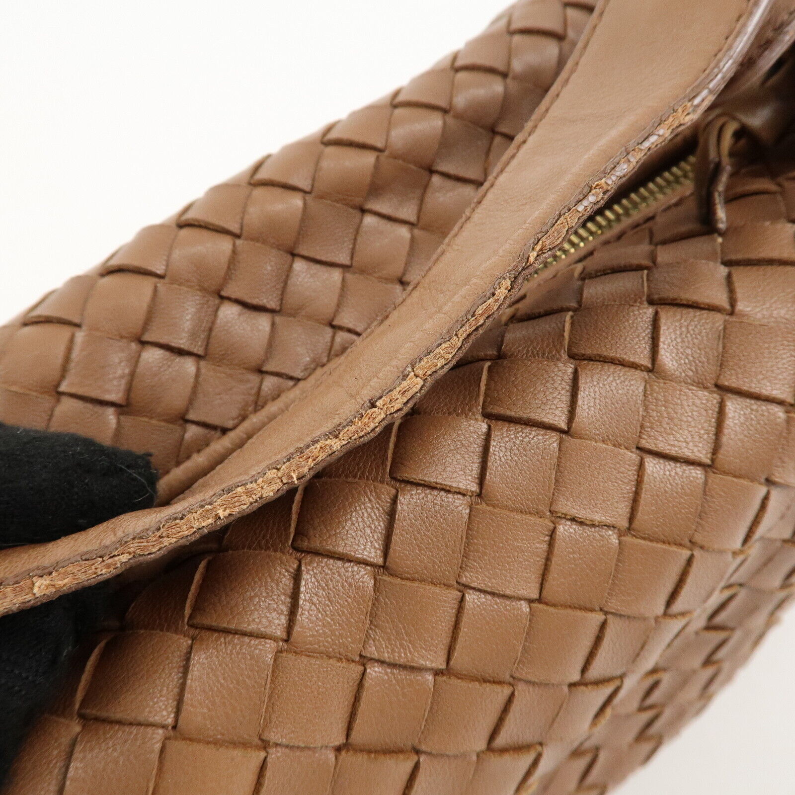 Bottega Veneta Intrecciato Leather Gold Hand Bag