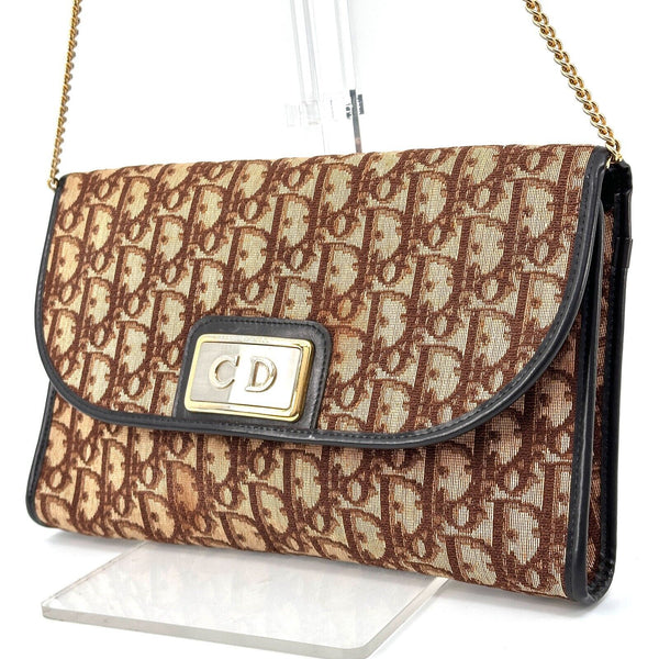 Christian Dior Trotter Canvas Leather Chain Shoulder Bag