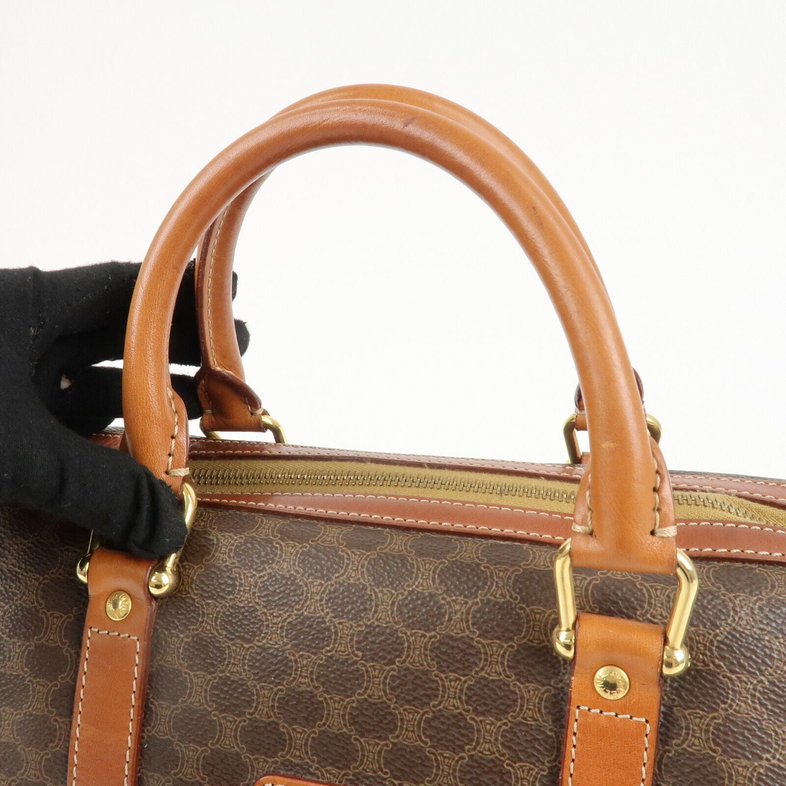 Celine Macadam PVC Leather Boston Bag - Brown