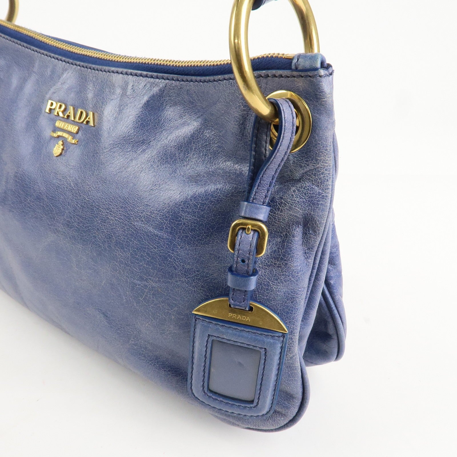 Prada Light Blue Leather Hand Bag