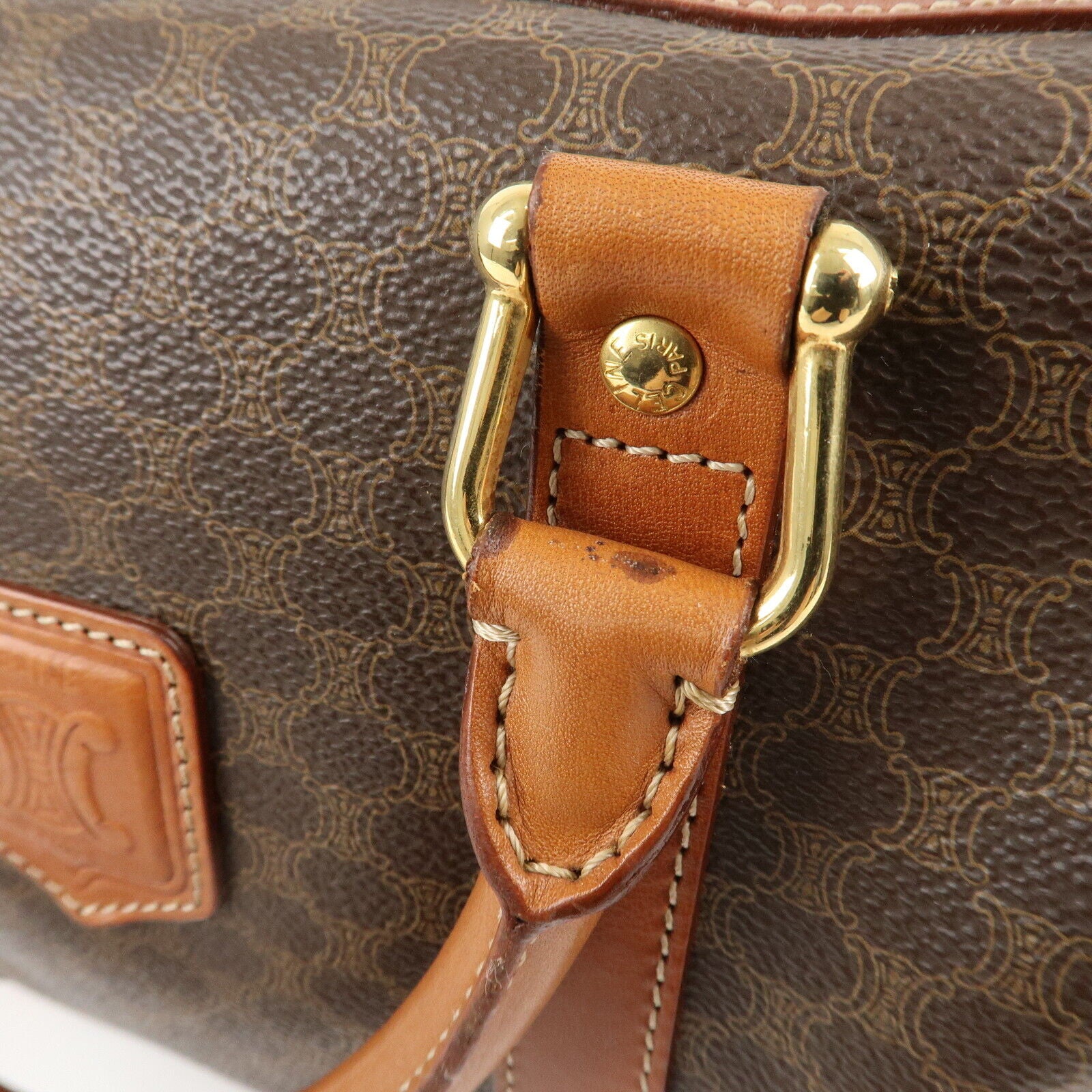 Celine Macadam PVC Leather Boston Bag - Brown