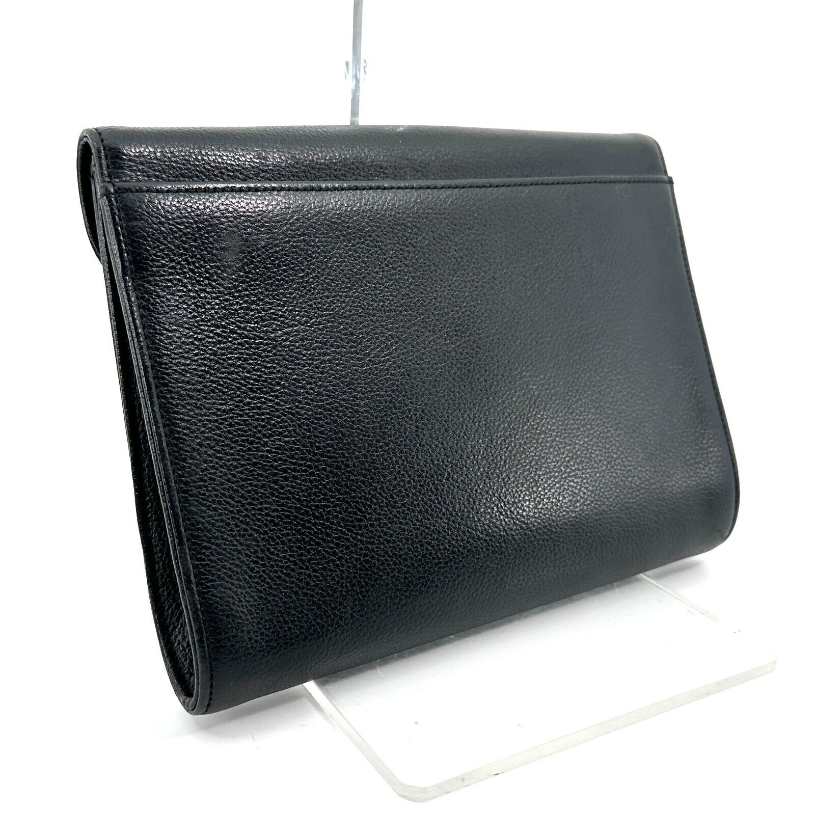 Saint Laurent YSL Clutch Bag Black Leather