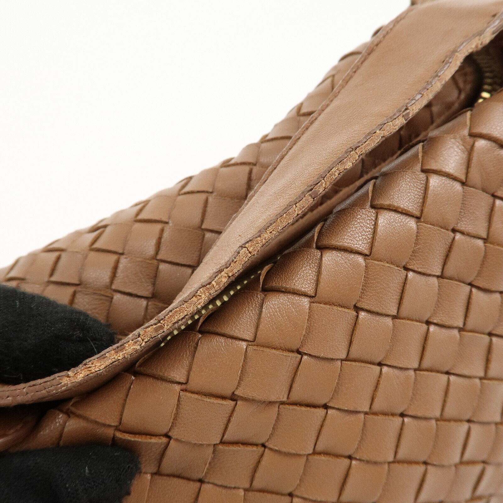 Bottega Veneta Intrecciato Leather Gold Hand Bag