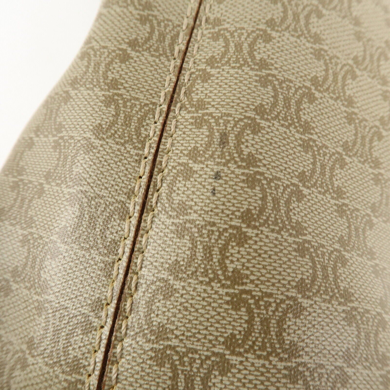 Celine Macadam PVC Leather Shoulder Bag Beige Brown Gold