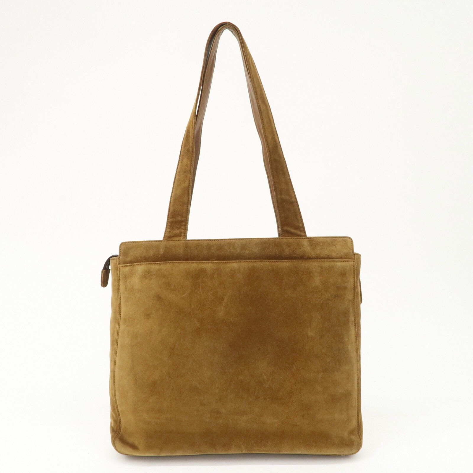 Chanel Logo Suede Tote Shoulder Bag - Brown