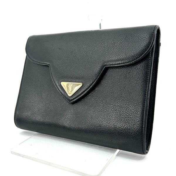 Saint Laurent YSL Clutch Bag Black Leather 