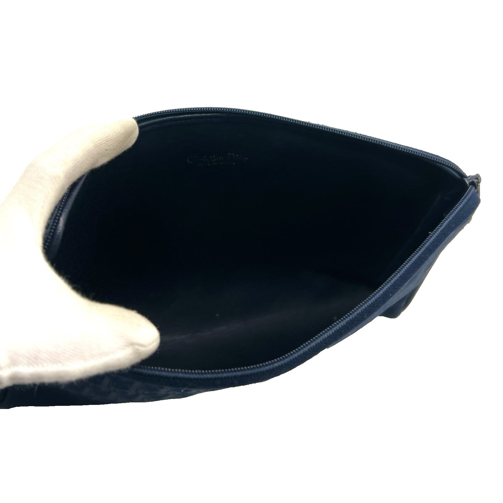 Christian Dior Trotter Clutch Bag Navy Canvas