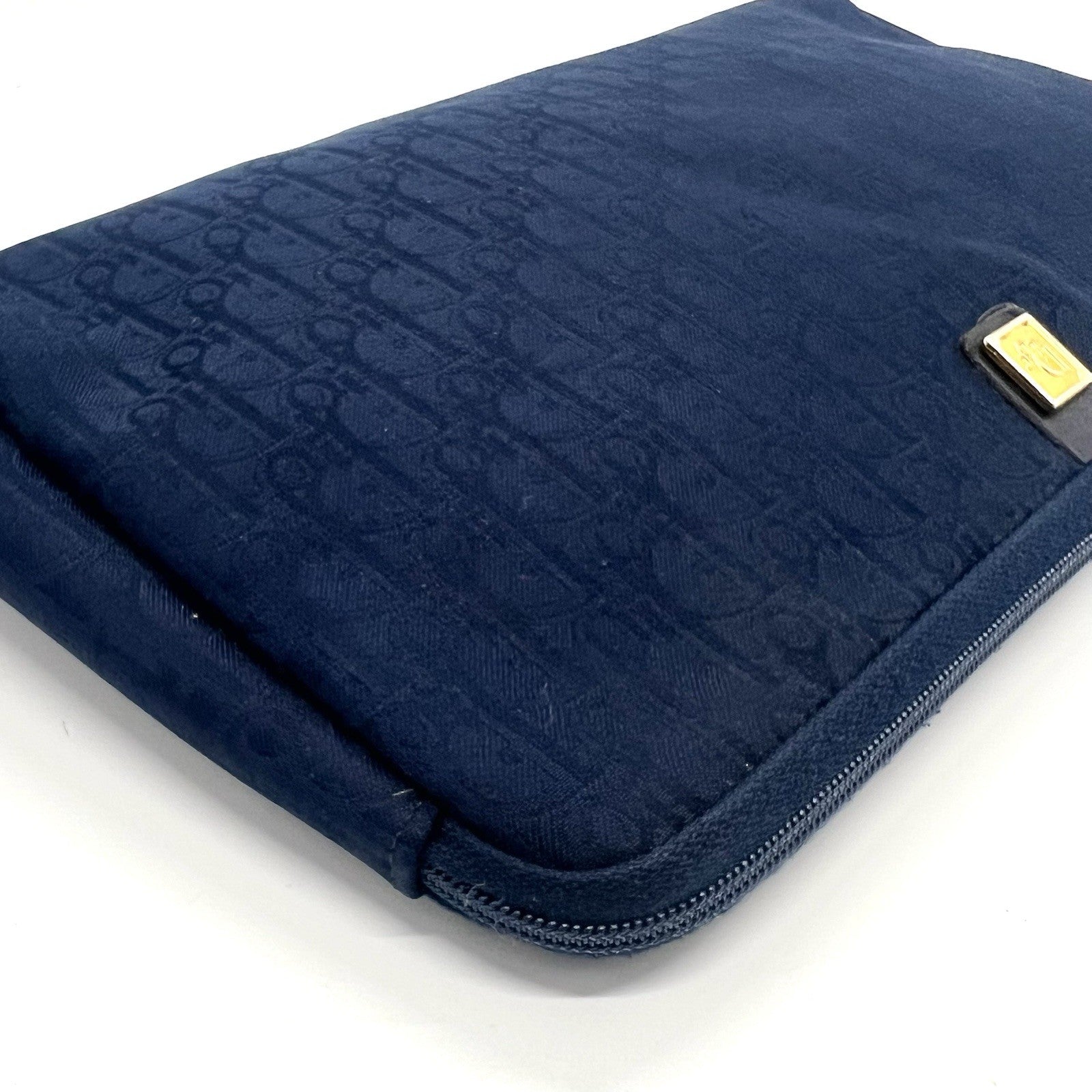 Christian Dior Trotter Clutch Bag Navy Canvas