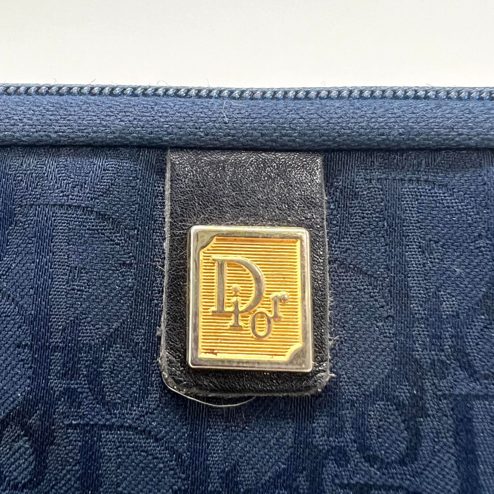 Christian Dior Trotter Clutch Bag Navy Canvas
