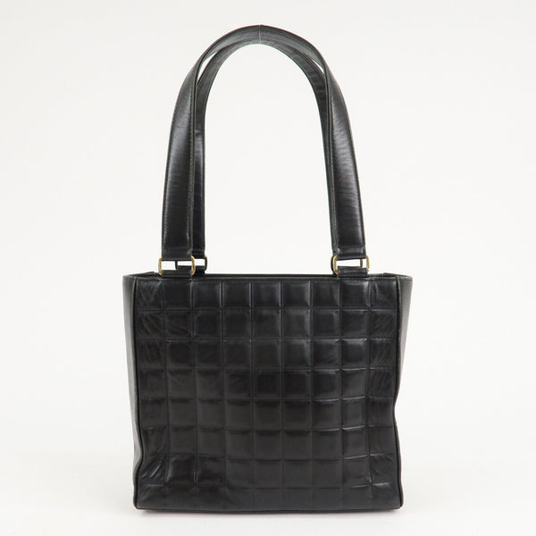 Chanel Mark Chocolate Bar Lamb Skin Black Shoulder Bag