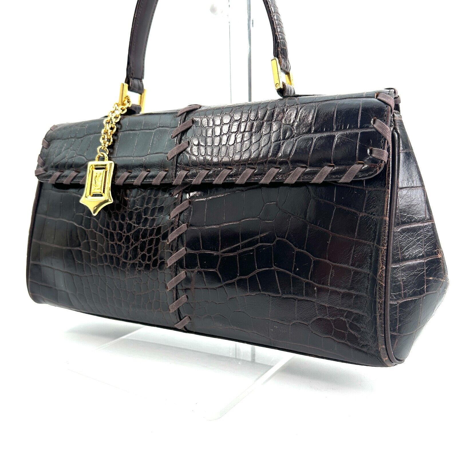 Yves Saint Laurent YSL Vintage Black Leather Toto Handbag