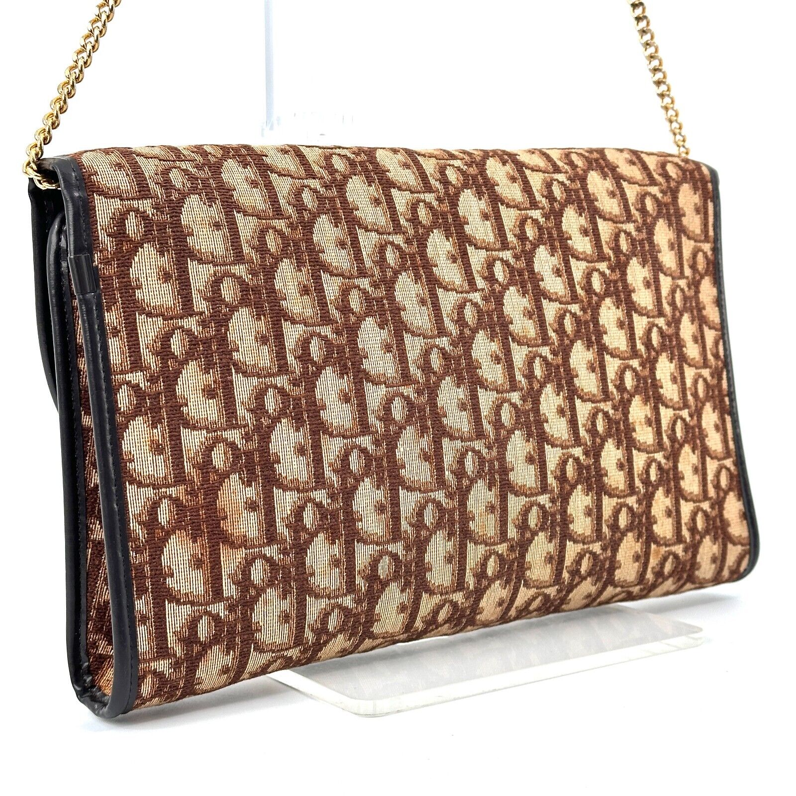 Christian Dior Trotter Canvas Leather Chain Shoulder Bag