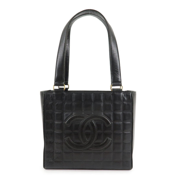 Chanel Mark Chocolate Bar Lamb Skin Black Shoulder Bag