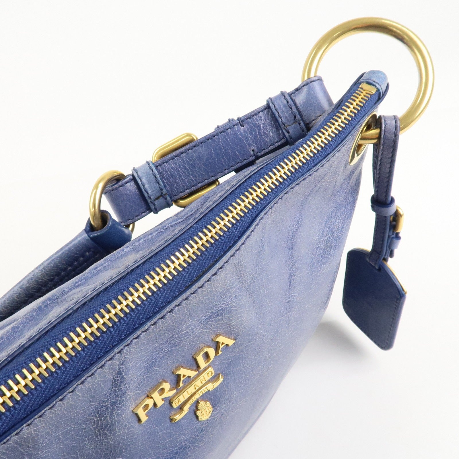 Prada Light Blue Leather Hand Bag