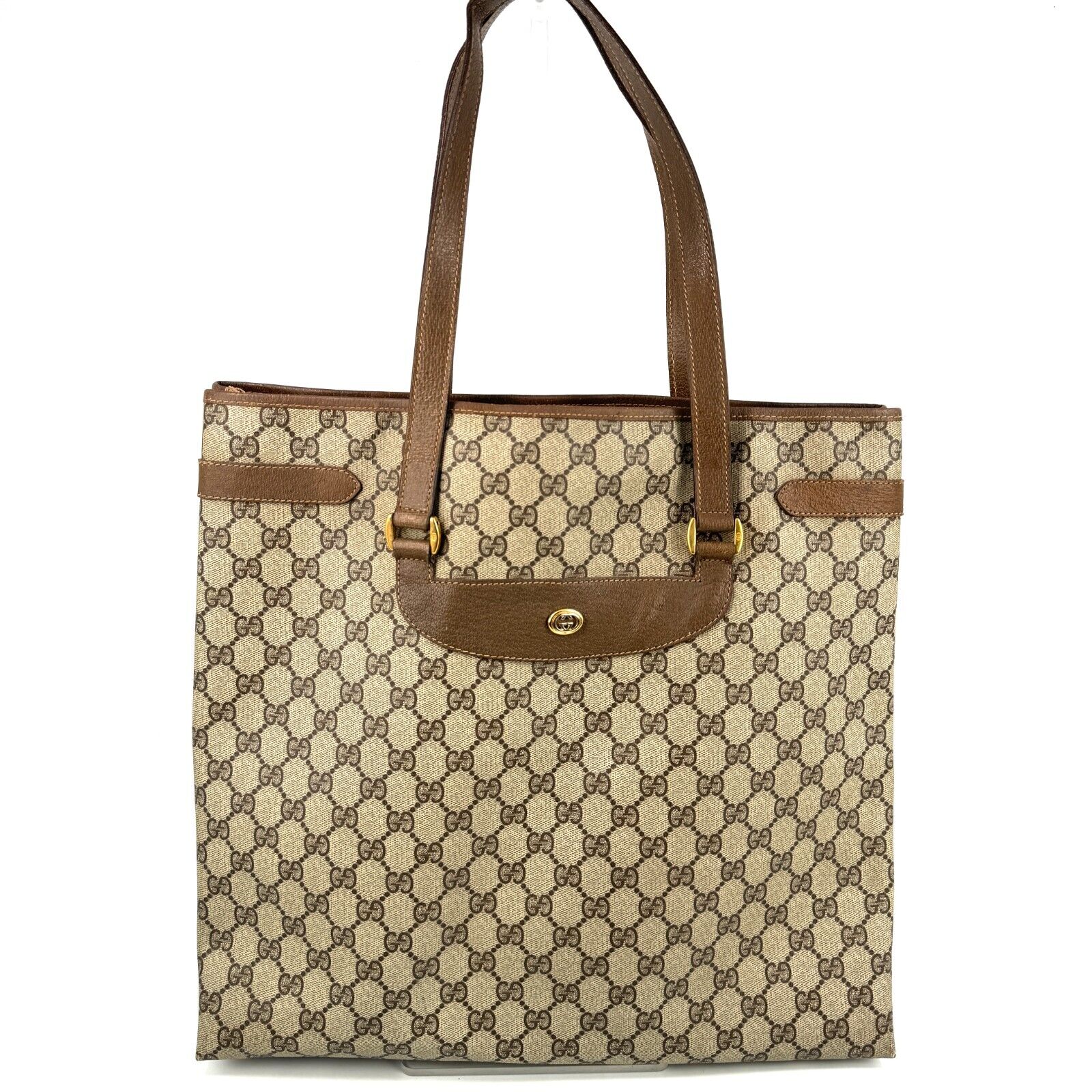 Gucci Vintage Shoulder Tote Bag - Brown PVC