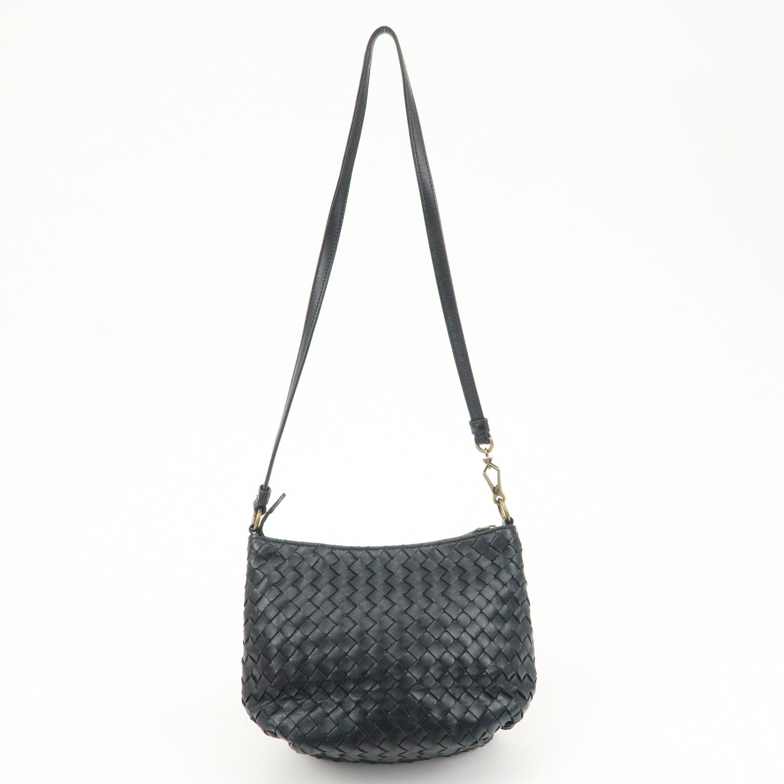 Bottega Veneta Intrecciato Leather Shoulder Bag - Black