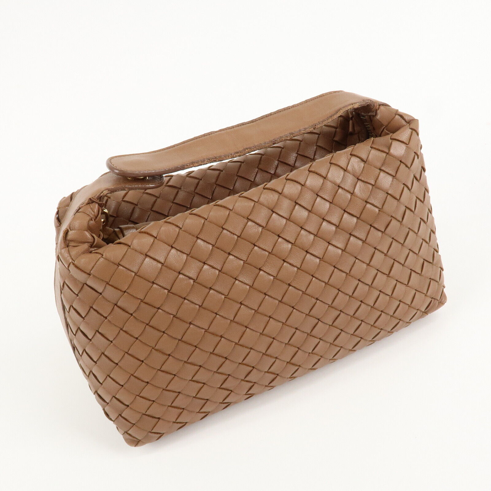 Bottega Veneta Intrecciato Leather Gold Hand Bag