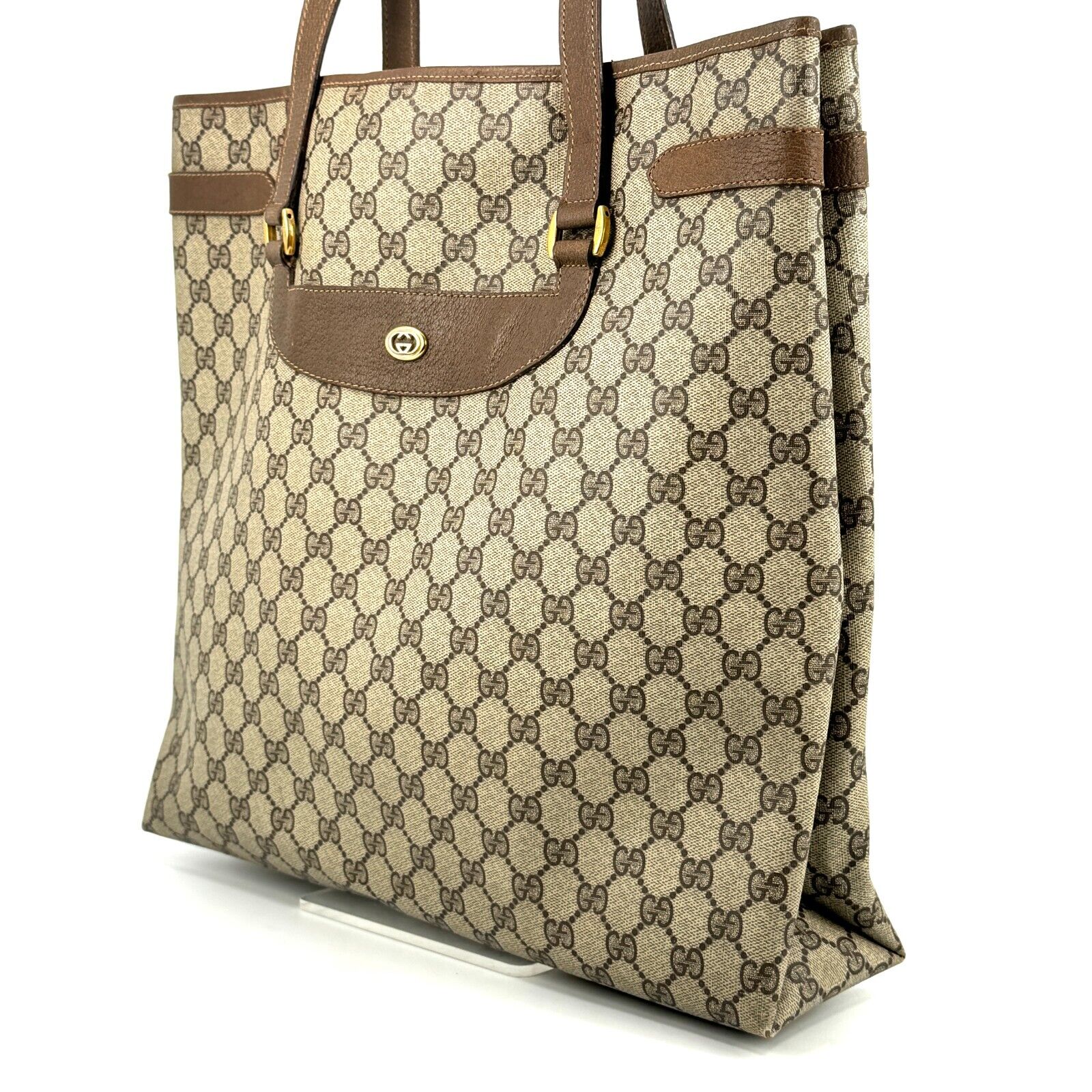 Gucci Vintage Shoulder Tote Bag - Brown PVC