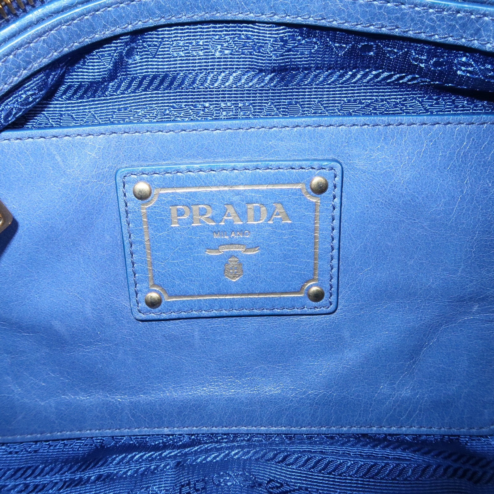 Prada Light Blue Leather Hand Bag