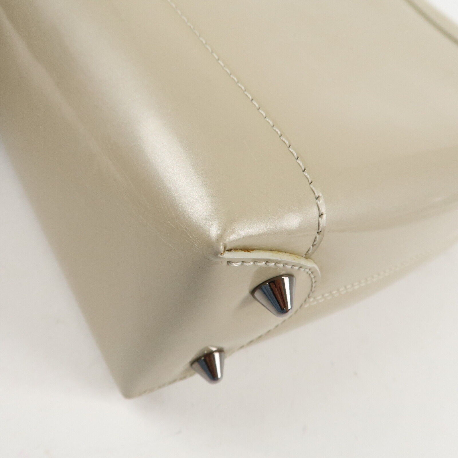 Christian Dior Maris Pearl Patent Leather Tote Bag Beige