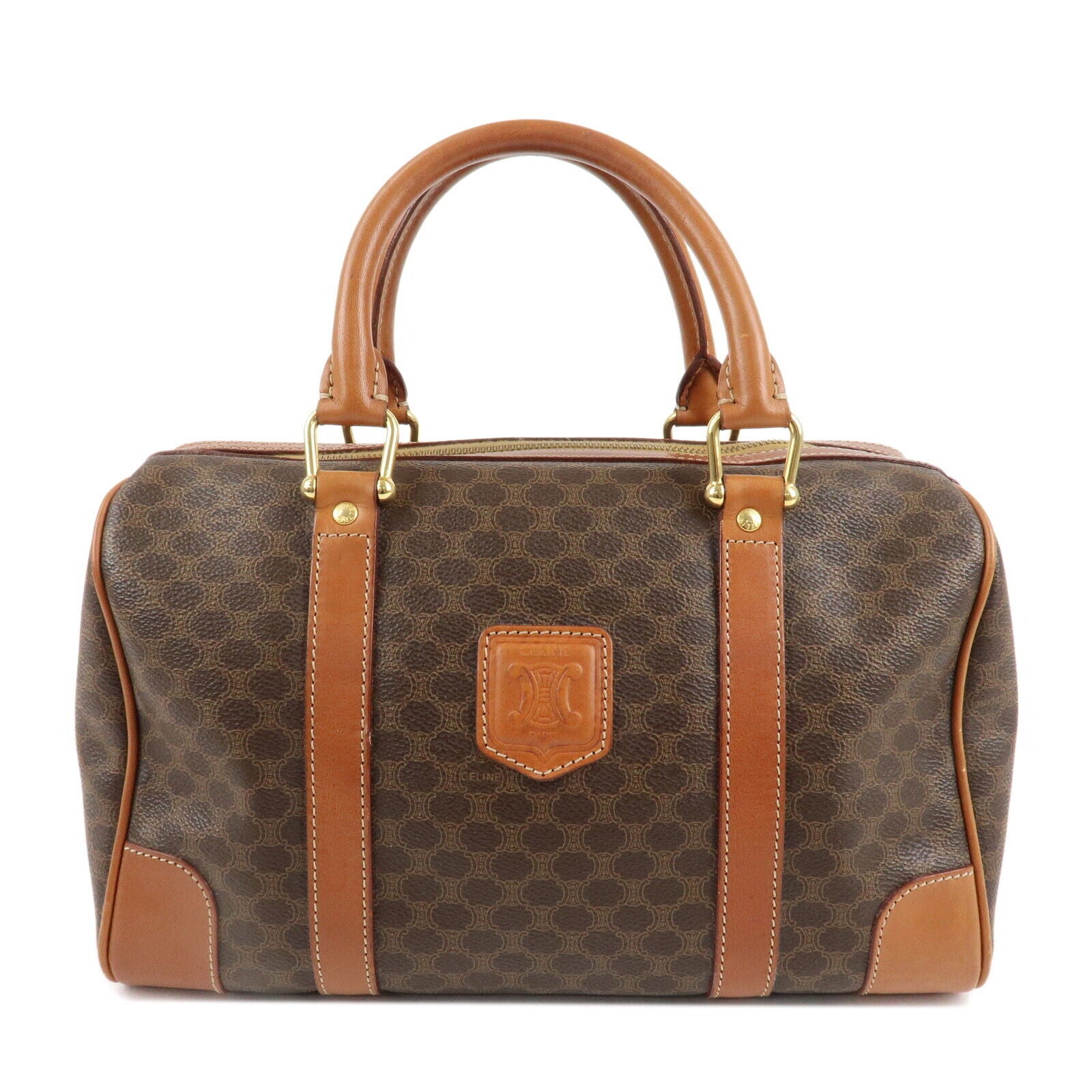 Celine Macadam PVC Leather Boston Bag - Brown